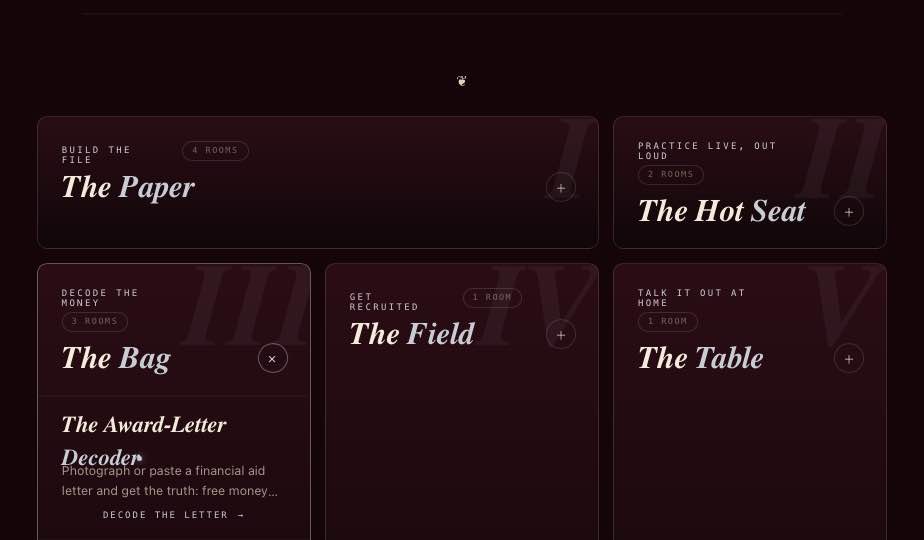 ECHO Academia — six halls, from The Paper to The Board
